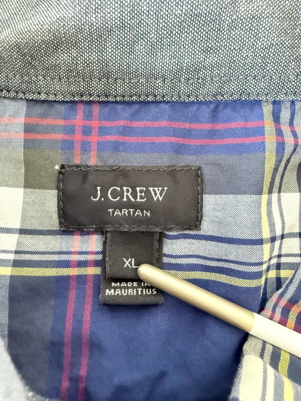 J. Crew Tartan Plaid Button Down Shirt Men's XL Blue Cotton-Long Sleeve